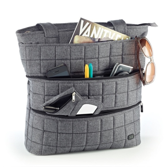 LUG Blue Taxicab Quilted Shoulder Bag Travel Tote Large Laptop Bag Personal Item - Picture 3 of 7